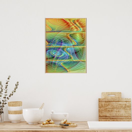 Golden Fraktal Wave Poster (Küche)