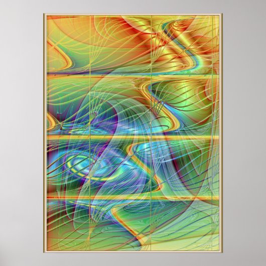 Golden Fraktal Wave Poster (Vorne)