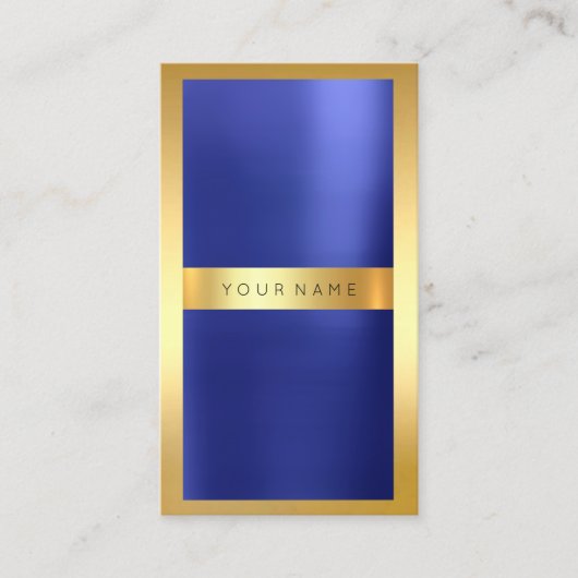Golden Frame Cobalt Metallic Indigoblau Vertikal Visitenkarte (Vorderseite)