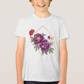 Golden Frame – Lila und Rotes Blumiges Kinder T-Sh Tri-Blend Shirt