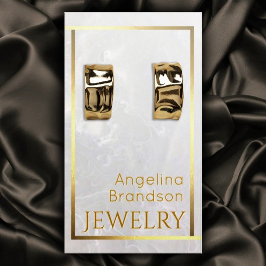 Golden Frame Marbon Stone Earring Display Visitenkarte