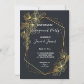 Golden Frame Navy-Back-Verlobung Einladung (Vorderseite)