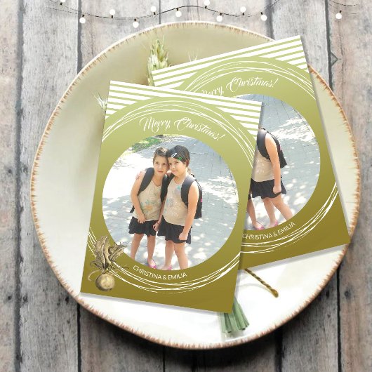 Golden Frame One Foto Frohe Weihnachten Einladung