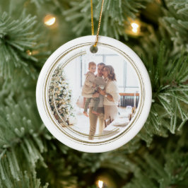 Golden Frame Photo Christmas Personalized Keramik Ornament