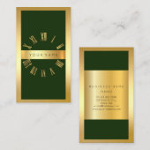 Golden Frame Roman Clock Cali Green vertikal Visitenkarte (Vorne/Hinten)