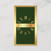 Golden Frame Roman Clock Cali Green vertikal Visitenkarte (Vorderseite)