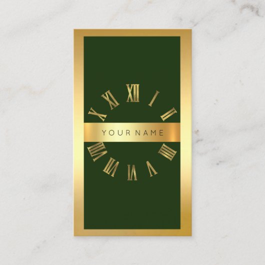 Golden Frame Roman Clock Cali Green vertikal Visitenkarte (Vorderseite)