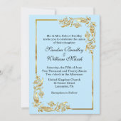 Golden Frame Traditional Blue Invitation Einladung (Vorderseite)