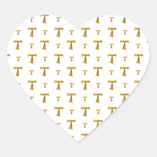 Golden Franciscan Tau Cross Herz-Aufkleber (Vorderseite)