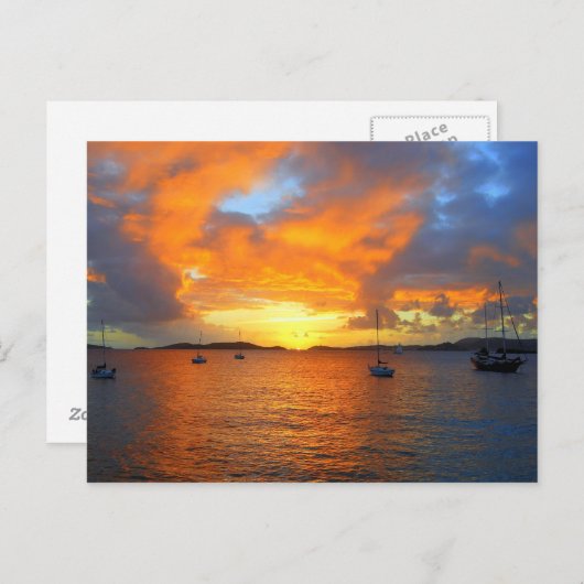 Golden Frank Bay Sunset, St. John, U.S.V.I. Postkarte (Vorne/Hinten)