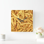 Golden French Fries Quadratische Wanduhr (Zuhause)