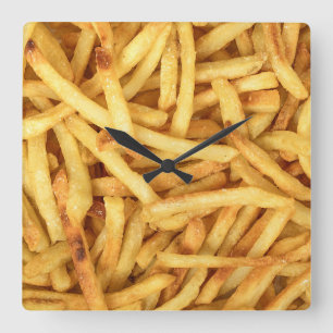 Golden French Fries Quadratische Wanduhr