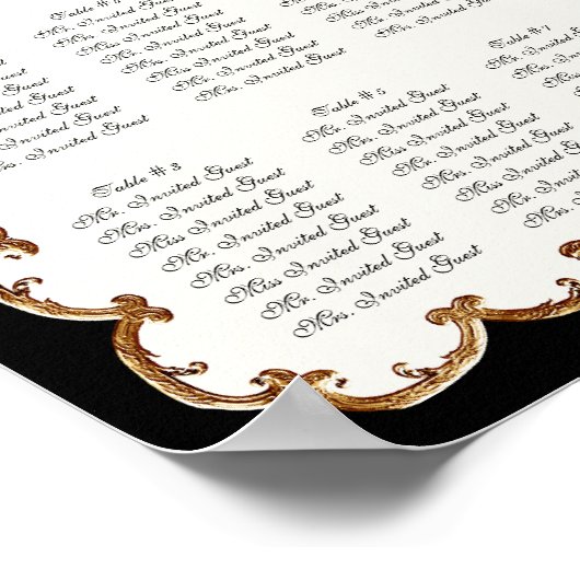 Golden French Swirl 50. Empfang Seating Chart Poster (Ecke)