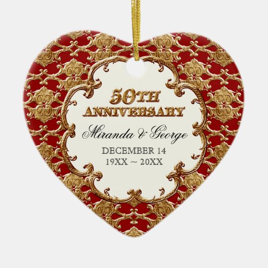 Golden French Swirl Ornament zum 50. Jubiläum (Vorne)