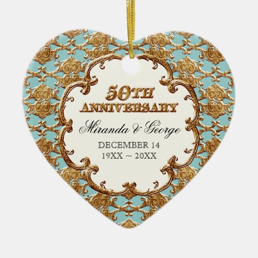 Golden French Swirl Ornament zum 50. Jubiläum (Vorne)