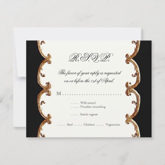 Golden French Swirl UAWG Response 50 Jahre alt RSVP Karte (Vorderseite)