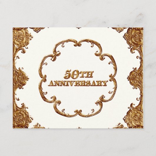 Golden French Swirl wünscht 50 Jahre alt Hinweiskarte (Rückseite)