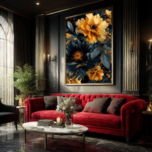 Golden Fringer Wasserfarbenblüten Poster