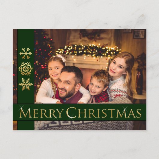 Golden Frohe Weihnachten Familienurlaub Foto Postkarte (Vorderseite)