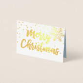 Golden Frohe Weihnachts-Script-Foto Herz-Schnee Folienkarte (Vorderseite)