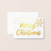 Golden Frohe Weihnachts-Script-Foto Herz-Schnee Folienkarte (Vorderseite mit Umschlag)
