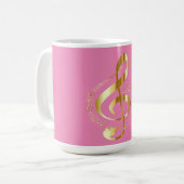 Golden G clef auf rosa Tasse (Vorderseite Links)