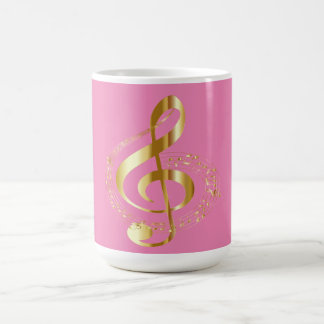 Golden G clef auf rosa Tasse
