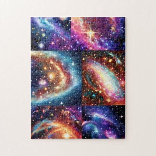 Golden galactic lila Blue Neon Star Universum Puzzle (Vertikal)