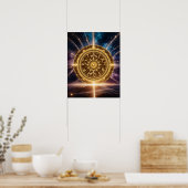 Golden Galaxy Zodiac Mandala | Luxusposter Poster (Küche)