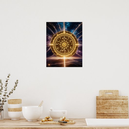 Golden Galaxy Zodiac Mandala | Luxusposter Poster (Küche)