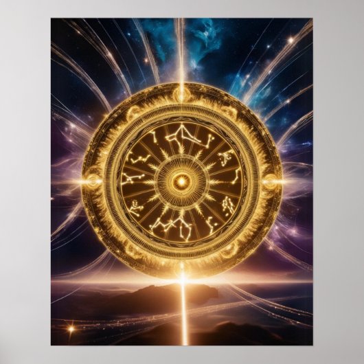 Golden Galaxy Zodiac Mandala | Luxusposter Poster (Vorne)