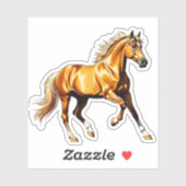 Golden Galloping Horse Sticker Illustration (Blatt)