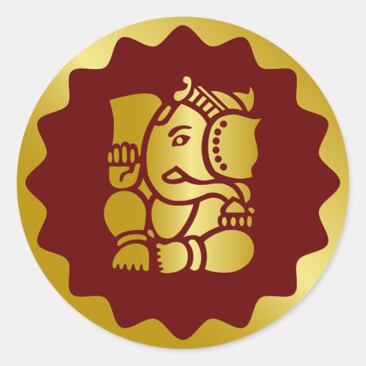 Golden Ganesha Design Runder Aufkleber (Vorderseite)