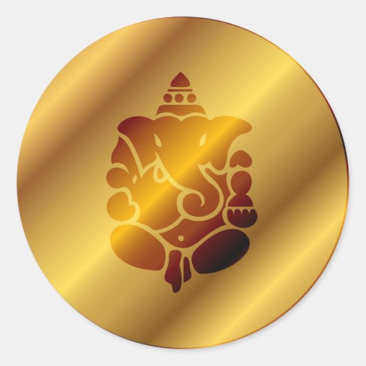 Golden Ganesha Design Runder Aufkleber (Vorderseite)