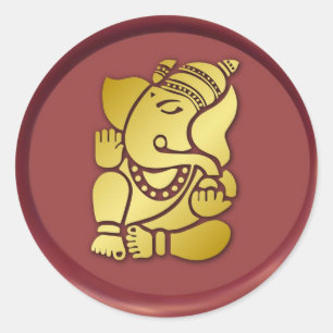 Golden Ganesha über das Siegel Roter Wachs Runder Aufkleber