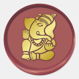 Golden Ganesha Wax Siegel Design Runder Aufkleber