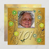 Golden Garden 101. Geburtstagsfeier Einladung (Vorne/Hinten)