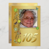 Golden Garden 105. Geburtstagsfeier Einladung (Vorne/Hinten)