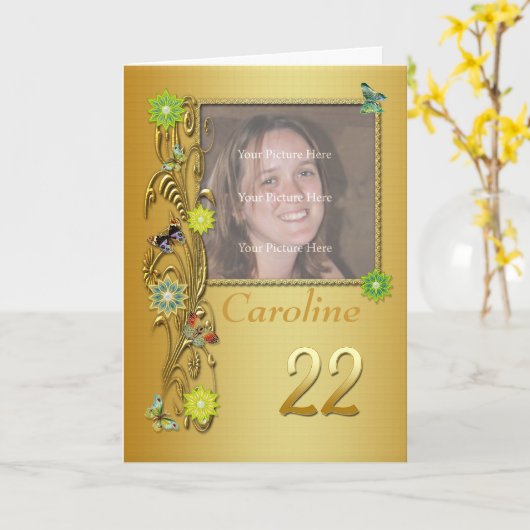 Golden Garden 22ND Foto Geburtskarte Karte (Gelbe Blume)