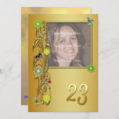 Golden Garden 23. Geburtstagsfeier Einladung (Vorne/Hinten)