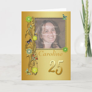 Golden Garden 25. Foto Geburtskarte Karte