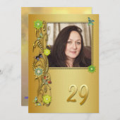 Golden Garden 29. Geburtstagsfeier Einladung (Vorne/Hinten)