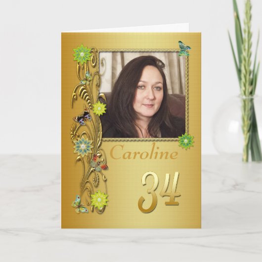 Golden Garden 34. Foto Geburtskarte Karte (Vorderseite)