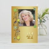 Golden Garden 41. Geburtstagsfeier Einladung (Stehend Vorderseite)