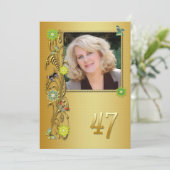 Golden Garden 47. Geburtstagsfeier Einladung (Stehend Vorderseite)