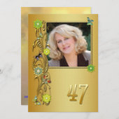 Golden Garden 47. Geburtstagsfeier Einladung (Vorne/Hinten)