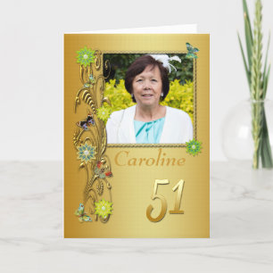 Golden Garden 51. Foto Geburtskarte Karte