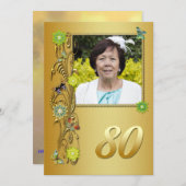 Golden Garden 80. Geburtstagsfeier Einladung (Vorne/Hinten)