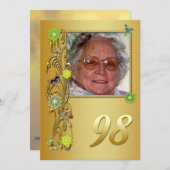 Golden Garden 98. Geburtstagsfeier Einladung (Vorne/Hinten)