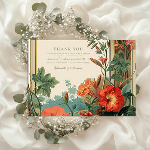 Golden Garden Frame Blumenhochzeit Dankeskarte